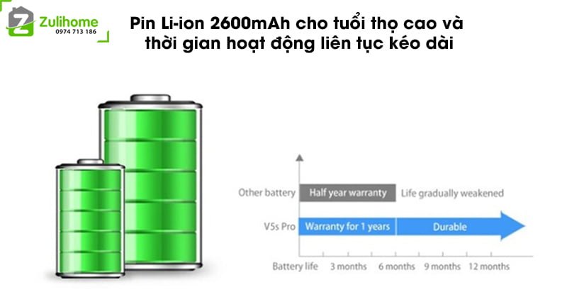 ILIFE V5S PRO 8 ILIFE V5S PRO | Pin Lion tuổi thọ cao và thời gian hoạt động liên tục