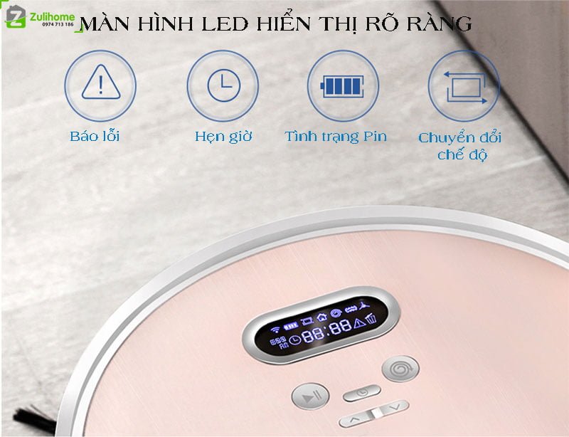 Ecovacs Deebot DF35 11 Ecovacs Deebot DF35 có màn hình LED hiển thị thông số