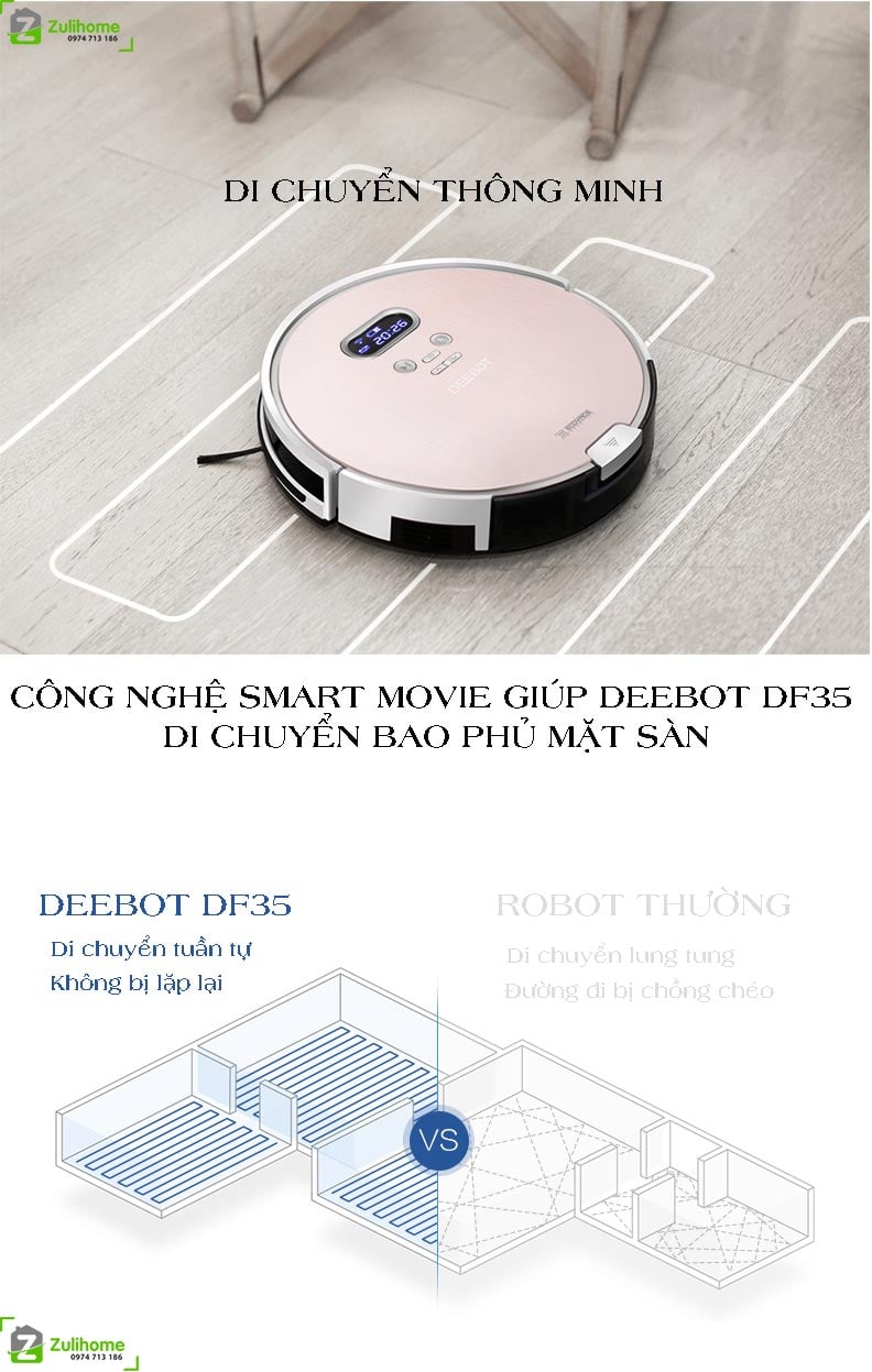 Ecovacs Deebot DF35 4 Ecovacs Deebot DF35 với hệ thống di chuyển thông minh