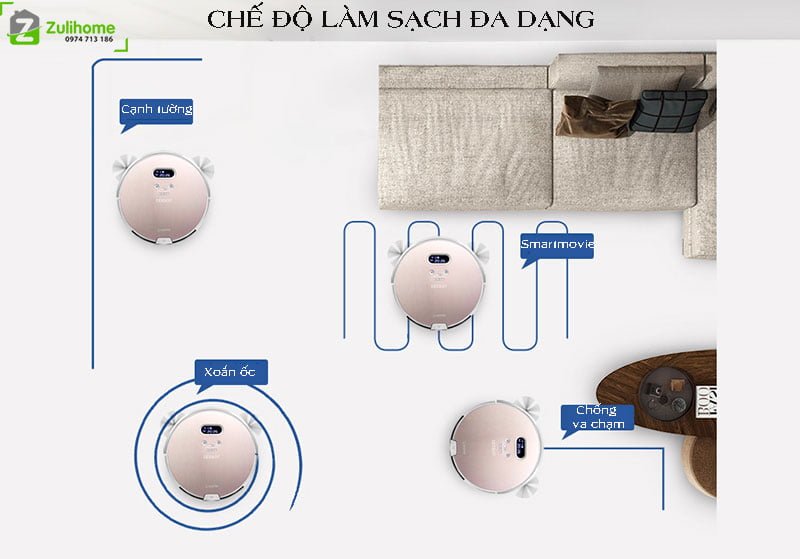 Ecovacs Deebot DF35 5 Ecovacs Deebot DF35 có chế độ làm sạch đa dạng