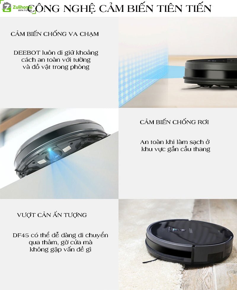Ecovacs Deebot DF45 7 Ecovacs Deebot DF45 tích hợp nhiều công nghệ cảm biến hiện đại