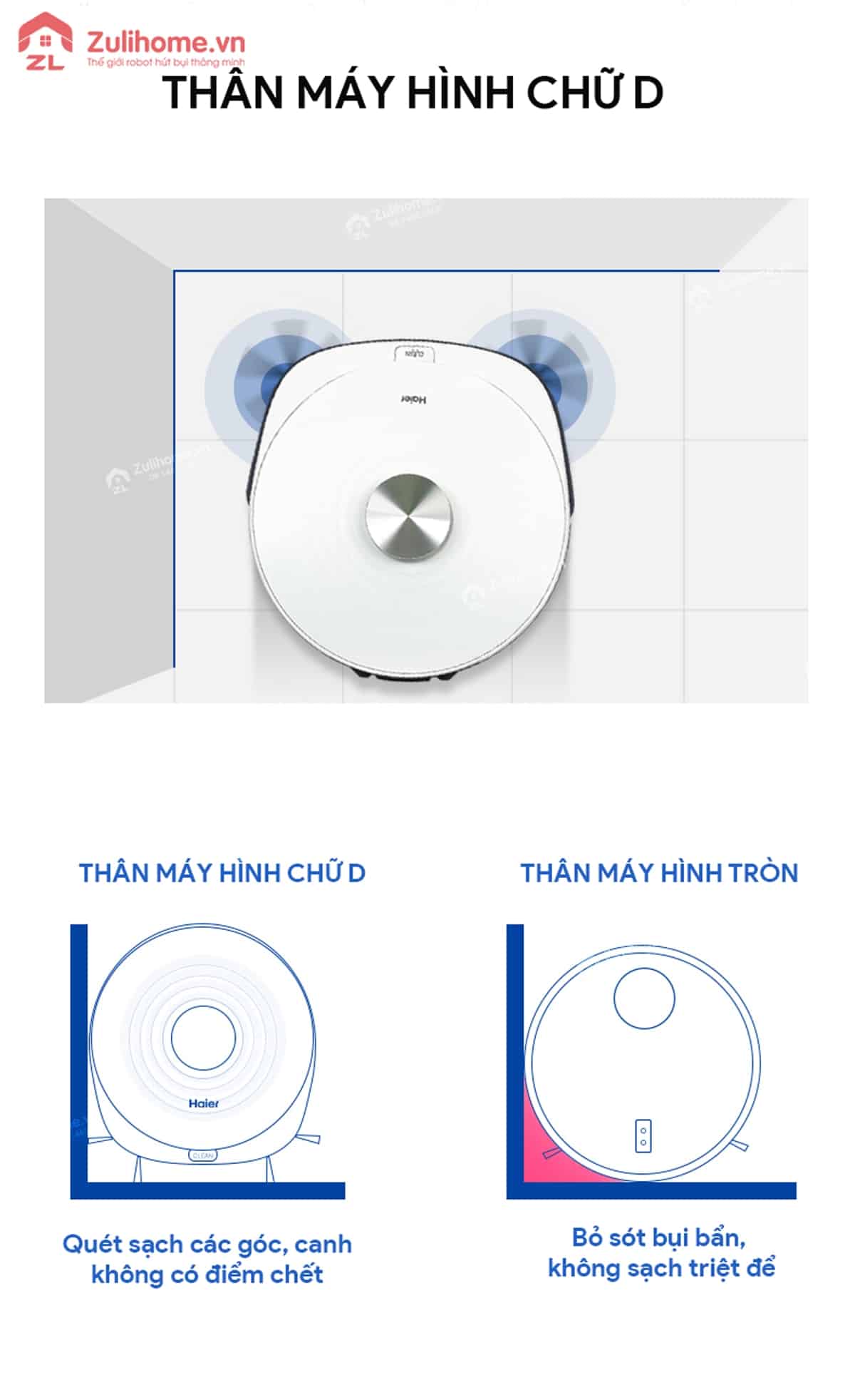 Haier Tab-JLH5W 9 Haier Tab JLH5W | Thân máy hình chữ D thuận tiện cho việc dọn dẹp