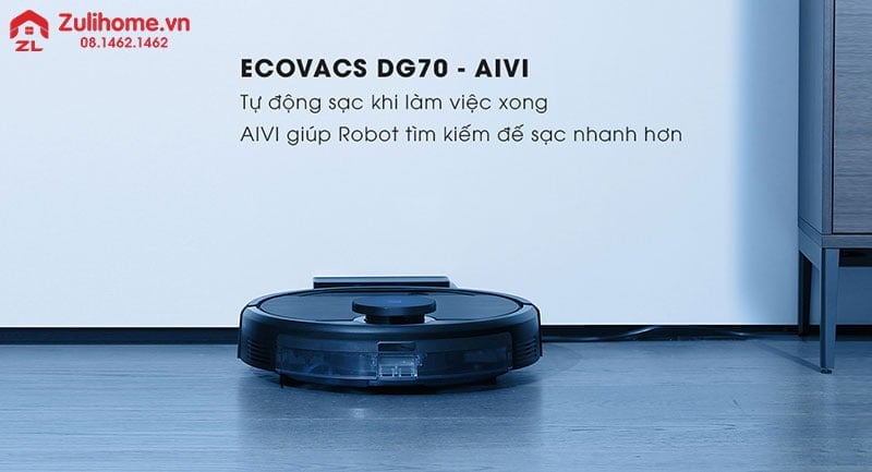 Ecovacs Deebot DG70 11 Ecovacs Deebot DG70 tự động quay về sạc khi pin yếu