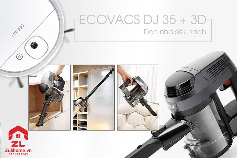 Ecovacs Deebot DJ35 - 3d (Kèm Máy Hút Bụi Cầm Tay) 1 robot hut bui ecovacs deebot dj35 3d zulihome 5