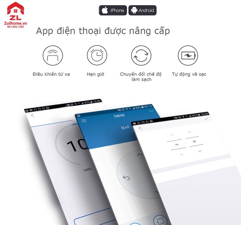 ECOVACS DEEBOT DB35 7 Ecovacs Deebot DB35 được điều khiển qua app