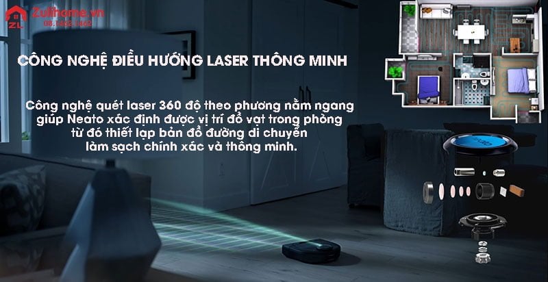 Neato Botvac D4 Connected - PP Chính Hãng 3 Neato Botvac D4 Connected | Hệ thống điều hướng laser thông minh