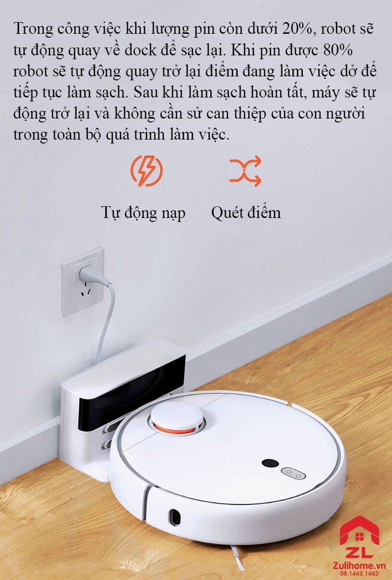 Xiaomi Mi Robot Vaccum 1S - Bản Nội Địa 8 Xiaomi mi robot vacuum 1s - model 2019 | Tự quay về sạc