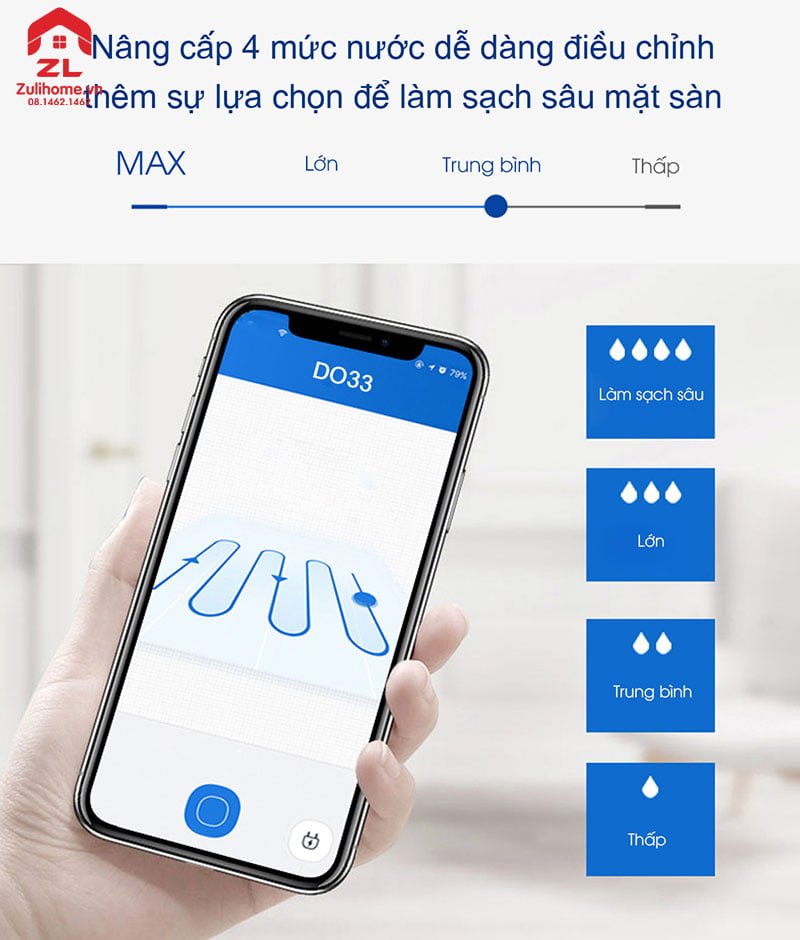 Ecovacs Deebot DO33 (Deebot 601 Bản Châu Á) 7 Ecovacs Deebot DO33 | Nâng cấp 4 mức nước để điều chỉnh dễ dàng