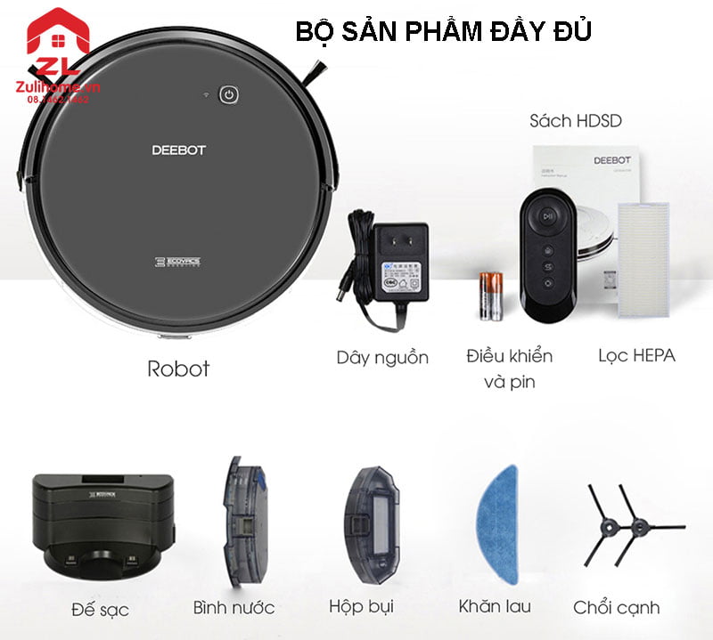Ecovacs Deebot DO33 (Deebot 601 Bản Châu Á) 11 Ecovacs Deebot DO33 | Bộ sản phẩm đầy đủ