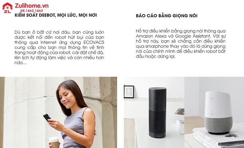 Robot hút bụi lau nhà ECOVACS DEEBOT DE53, DE55 12 Ecovacs Deebot DE53 được kiểm soát bằng giọng nói
