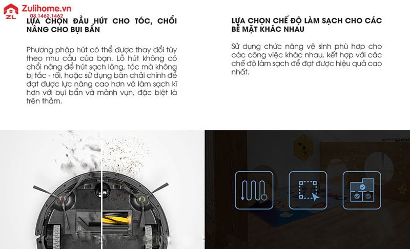 Robot hút bụi lau nhà ECOVACS DEEBOT DE53, DE55 8 Ecovacs Deebot DE53 có nhiều chế độ làm sạch khác nhau