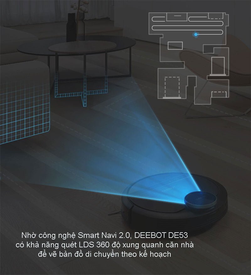 Robot hút bụi lau nhà ECOVACS DEEBOT DE53, DE55 2 Ecovacs Deebot DE53 có hệ thông điều hướng thông minh