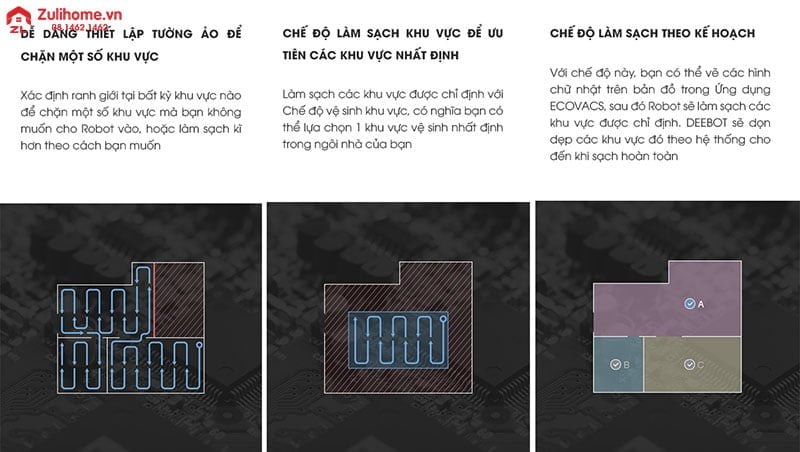 Robot hút bụi lau nhà ECOVACS DEEBOT DE53, DE55 4 Ecovacs Deebot DE53 thiết lập tường ảo tạo ranh giới khi di chuyển