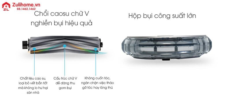 Ecovacs Deebot DL35 6 Ecovacs Deebot DL35 tích hợp chổi cao su và hộp bụi công suất lớn