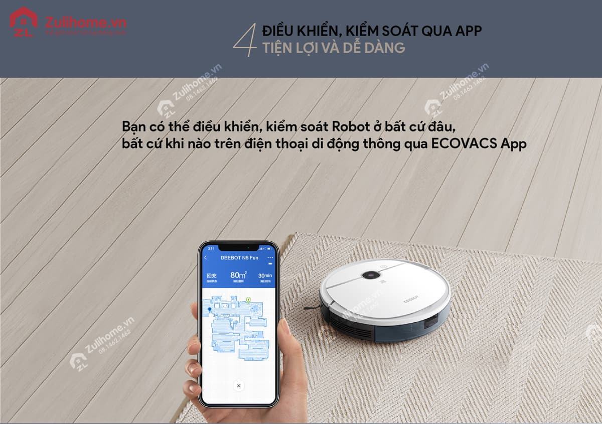 Ecovacs Deebot DJ65 - N5 Fun 17 Ecovacs Deebot DJ65 - N5 Fun được điều khiển qua app