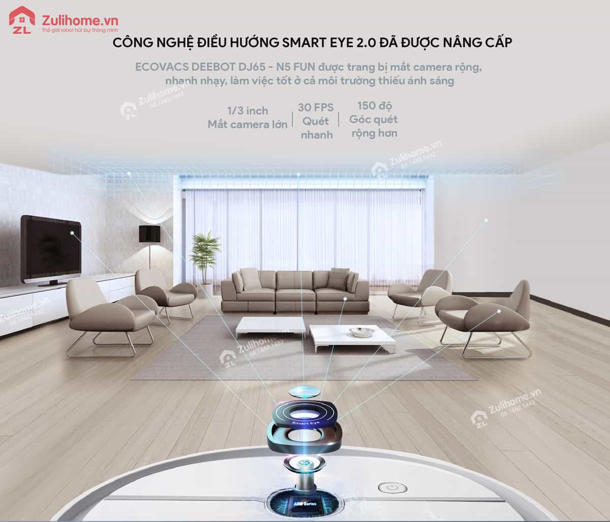 Ecovacs Deebot DJ65 - N5 Fun 4 Ecovacs Deebot DJ65 - N5 Fun với công nghệ điều hướng được nâng cấp