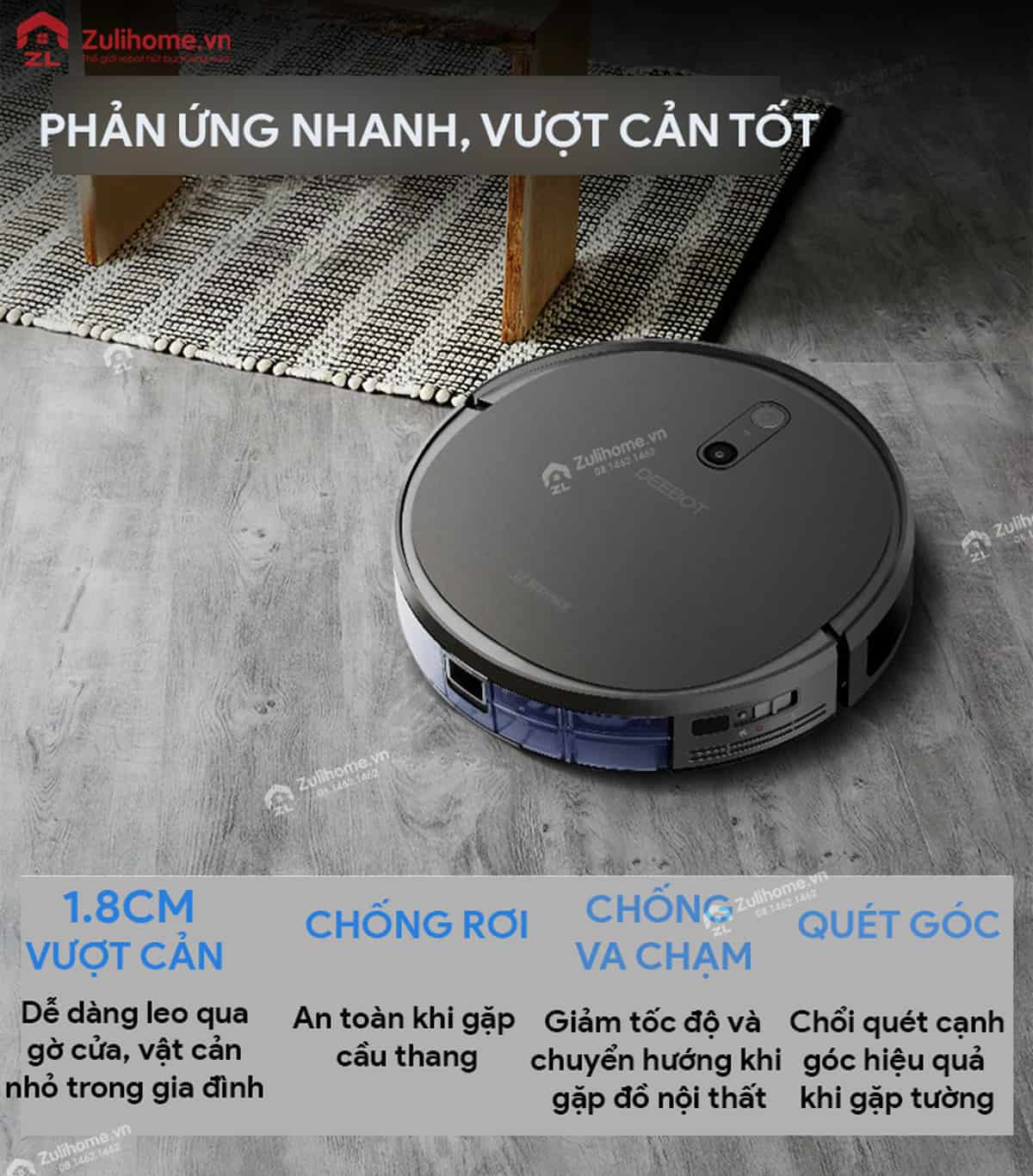 Ecovacs Deebot DS37 10 Ecovacs Deebot DS37 | Phản ứng nhanh và vượt cản tốt