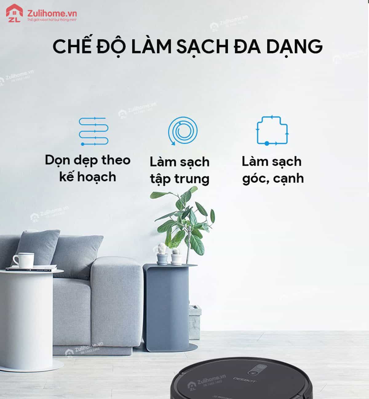 Ecovacs Deebot DS37 12 Ecovacs Deebot DS37 | Chế độ làm sạch đa dạng