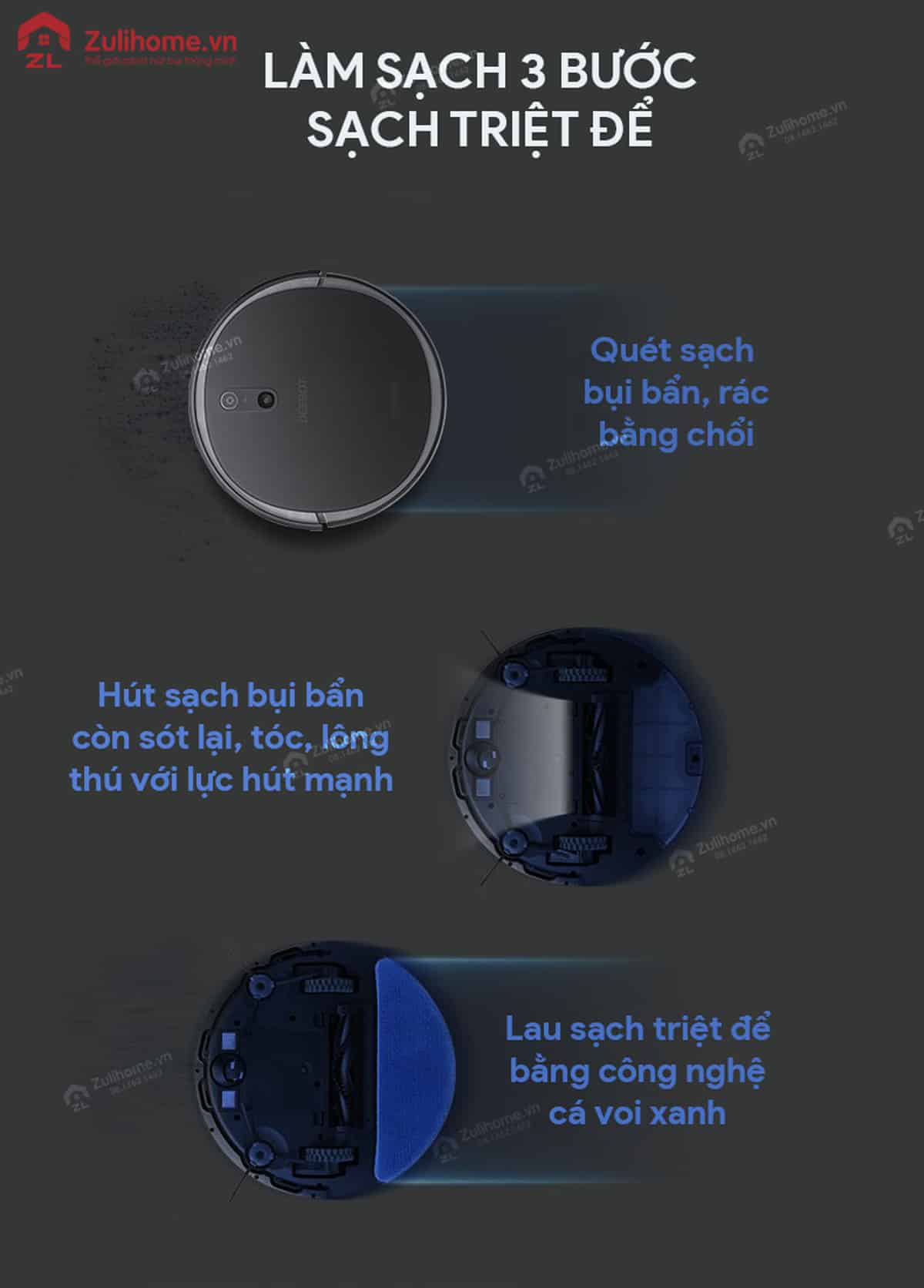 Ecovacs Deebot DS37 5 Ecovacs Deebot DS37 | Làm sạch 3 bước triệt để