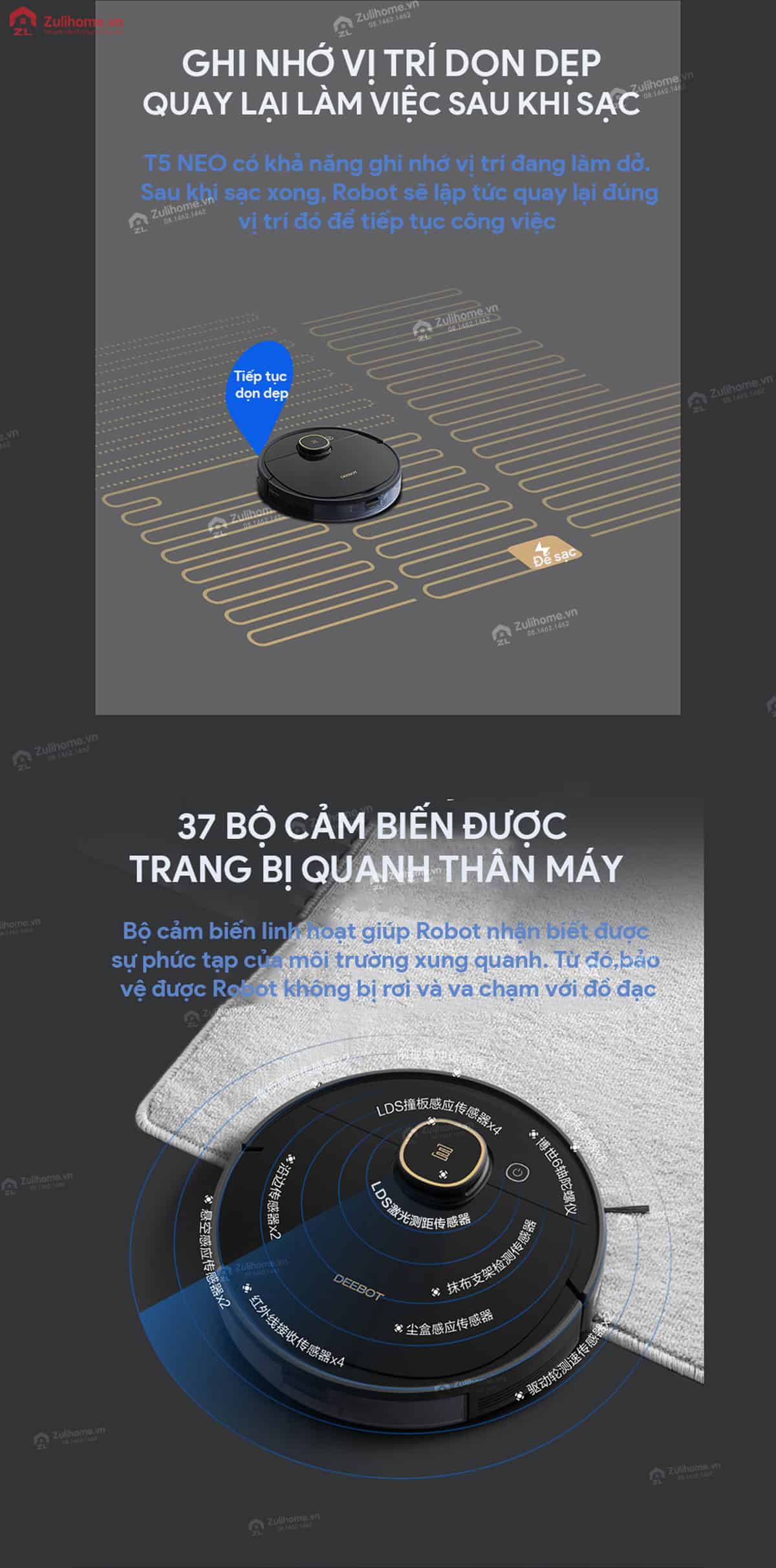 Ecovacs Deebot T5 Neo DX55 - Bản Châu Á (Ozmo 920) 5 Ecovacs Deebot T5 Neo DX55 | Quay lại vị trí làm việc sau khi sạc