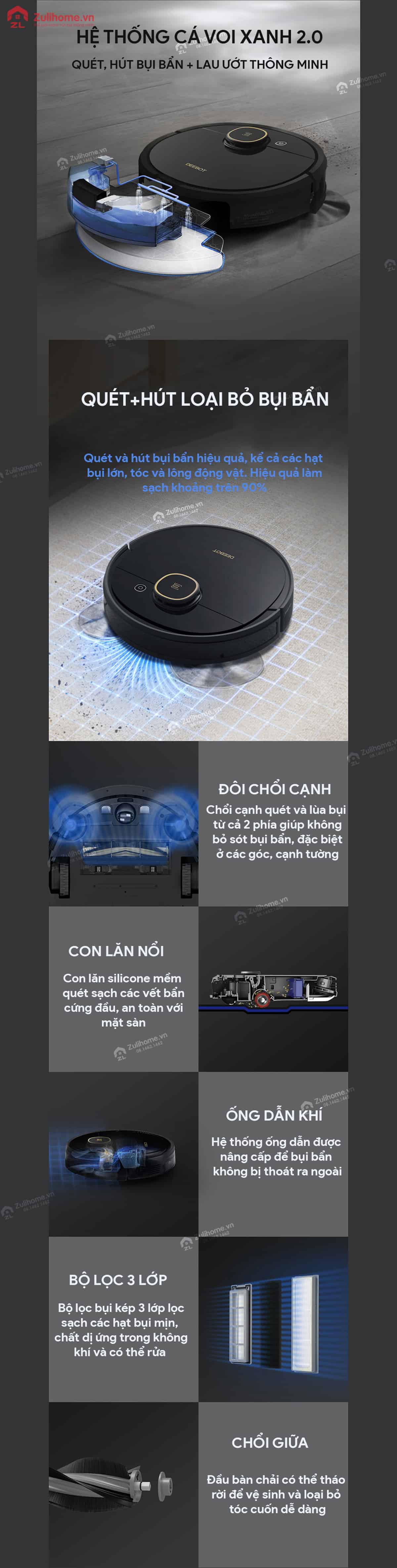 Ecovacs Deebot T5 Neo DX55 - Bản Châu Á (Ozmo 920) 6 Ecovacs Deebot T5 Neo DX55 | Hệ thống cá voi xanh 2.0