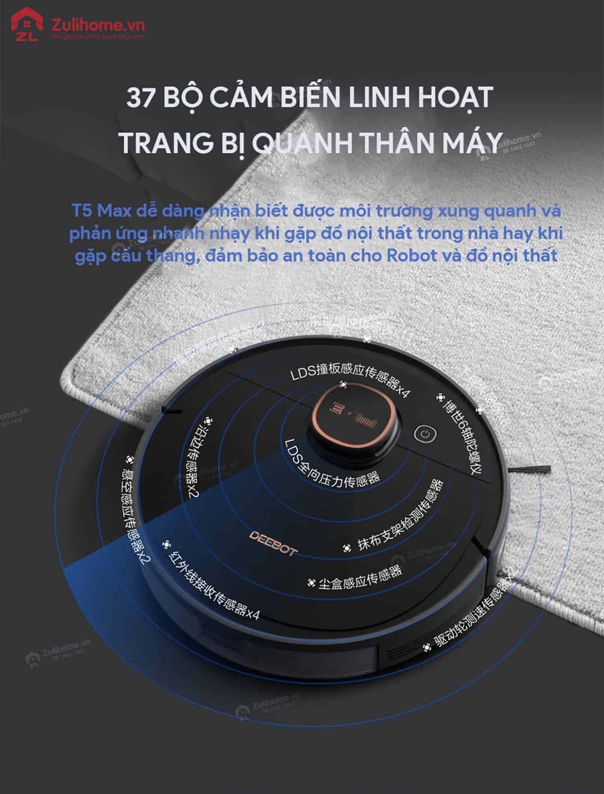 Ecovacs Deebot T5 MAX (DX65) 9 Ecovacs Deebot DX65 - T5 Max | Cảm biến linh hoạt trang bị quanh thân máy