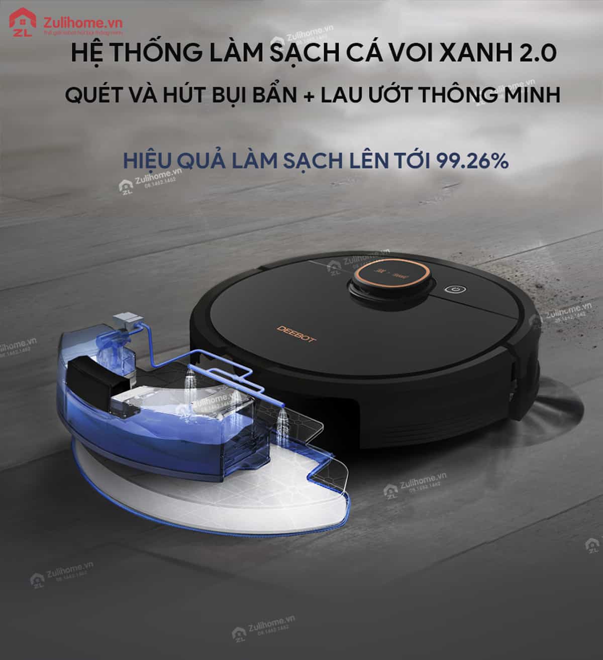Ecovacs Deebot T5 MAX (DX65) 10 Ecovacs Deebot DX65 - T5 Max | Hệ thống làm sạch cá voi xanh 2.0