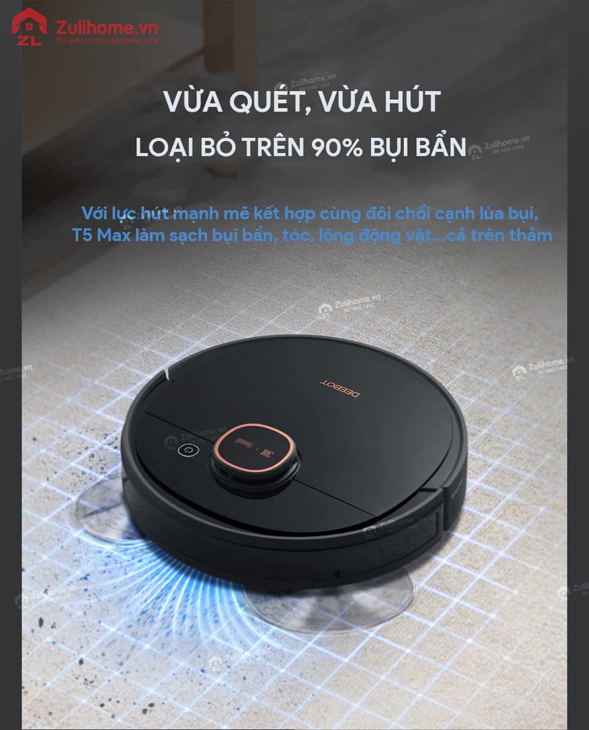 Ecovacs Deebot T5 MAX (DX65) 11 Ecovacs Deebot DX65 - T5 Max | Kết hợp vừa quét vừa hút