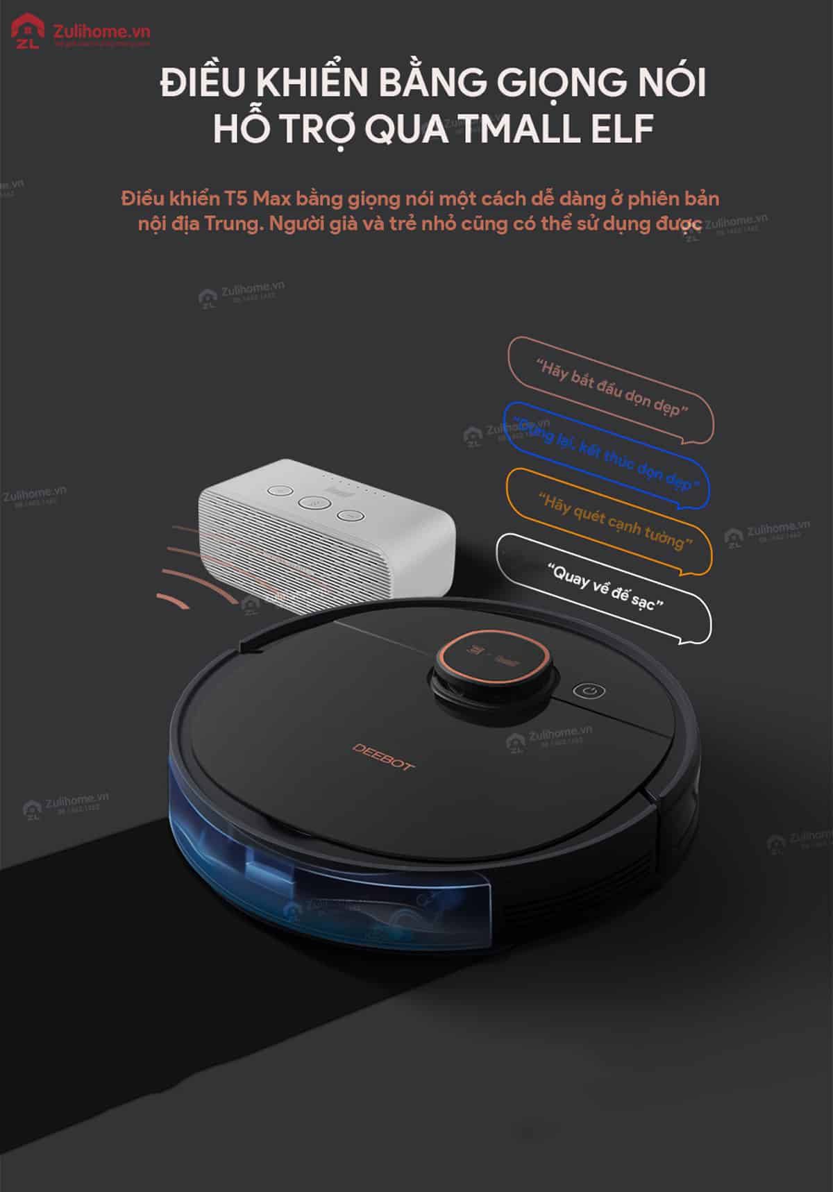 Ecovacs Deebot T5 MAX (DX65) 17 Ecovacs Deebot DX65 - T5 Max | Điều khiển băng giọng nói