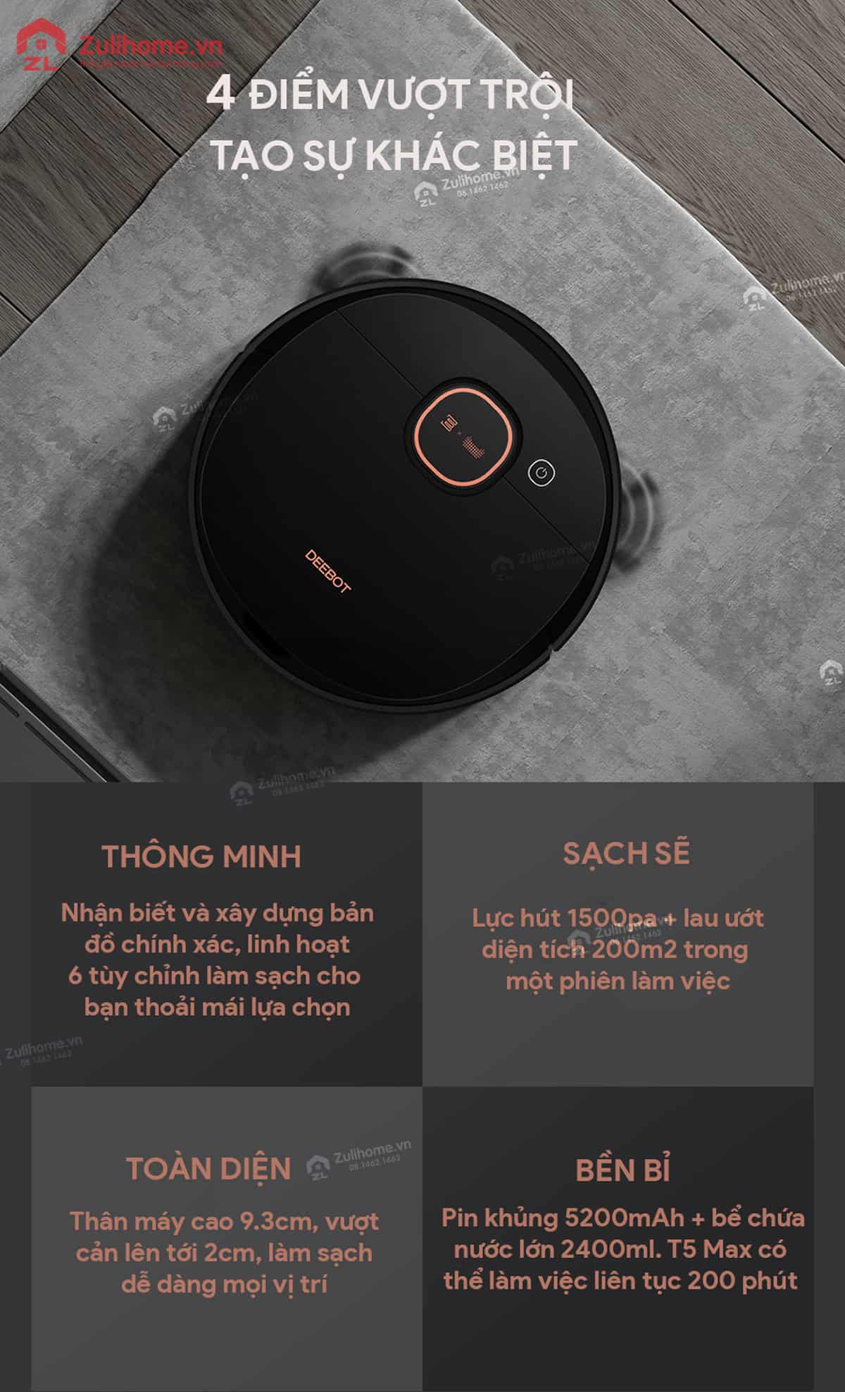 Ecovacs Deebot T5 MAX (DX65) 3 Ecovacs Deebot DX65 - T5 Max | Bốn điểm vượt trội tạo sự khác biệt