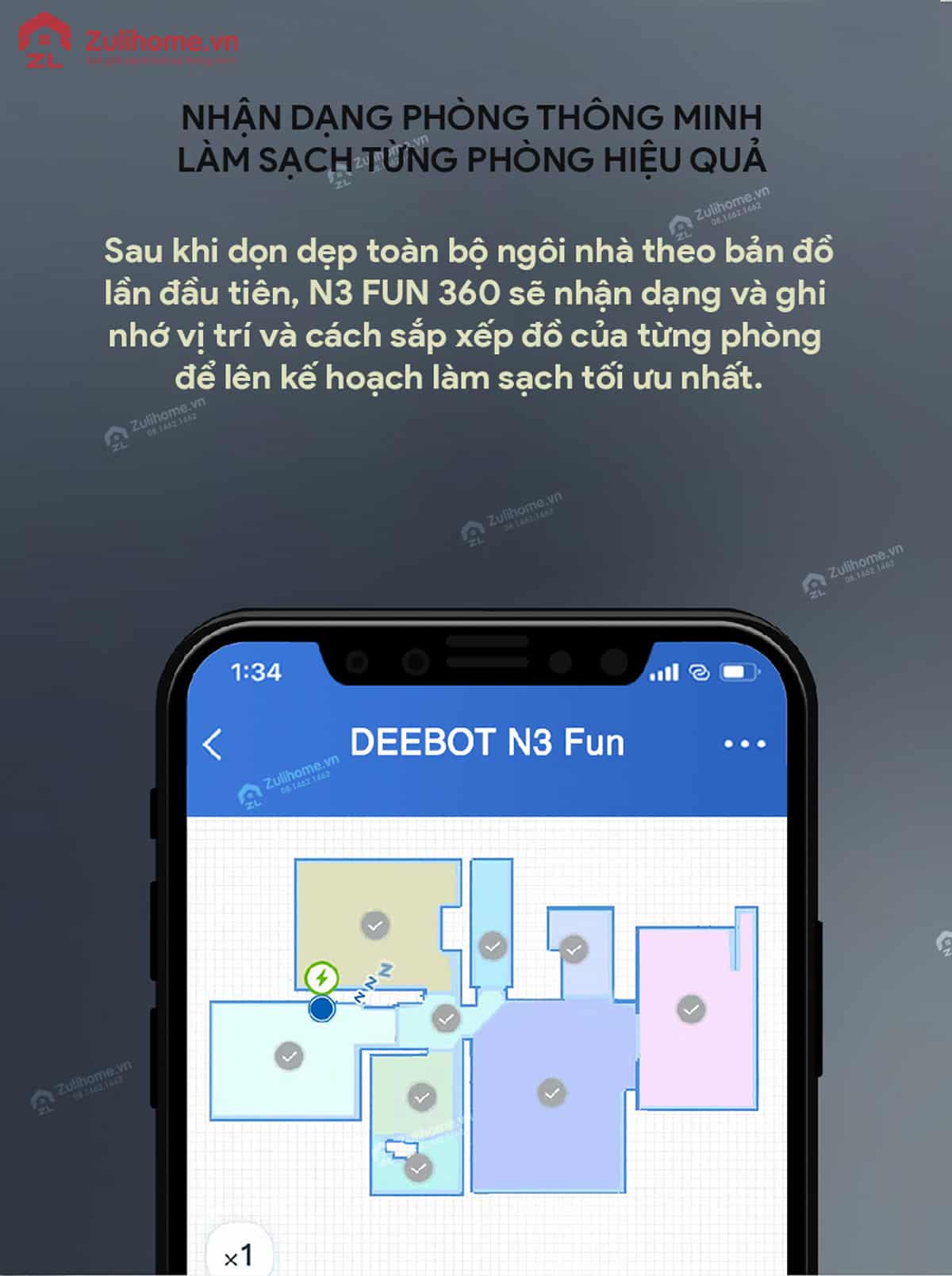 Ecovacs Deebot N3 Fun 360° 10 Ecovacs Deebot N3 Fun 360 | Nhận dạng từng phòng thông minh