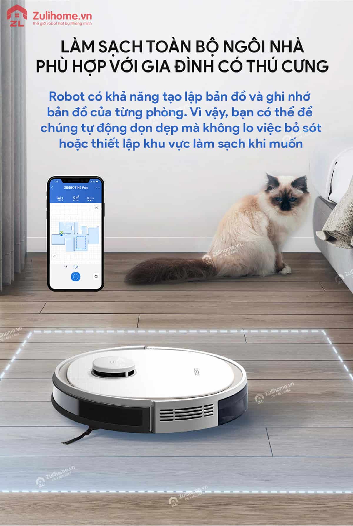 Ecovacs Deebot N3 Fun 360° 11 Ecovacs Deebot N3 Fun 360 | Phù hợp với gia đình có thú cưng