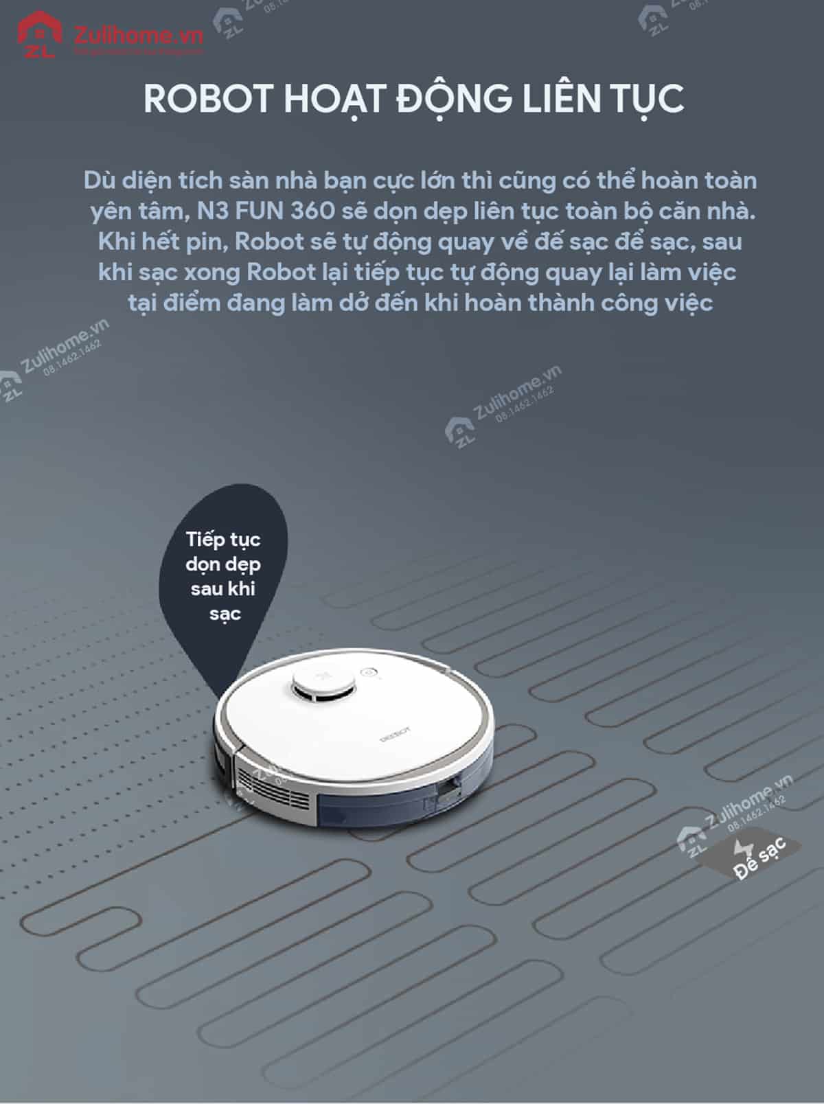 Ecovacs Deebot N3 Fun 360° 15 Ecovacs Deebot N3 Fun 360 | Tự động quay lại làm việc sau khi sạc
