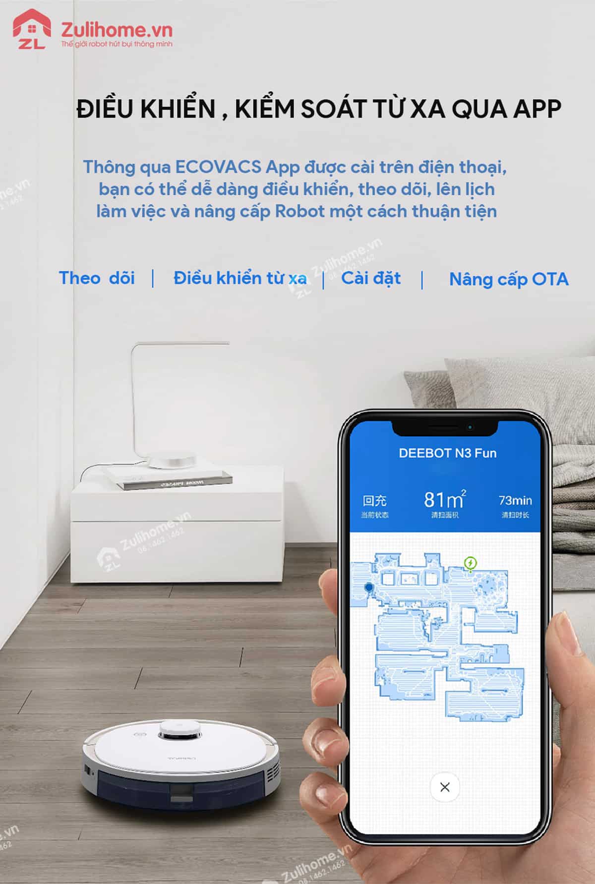 Ecovacs Deebot N3 Fun 360° 17 Ecovacs Deebot N3 Fun 360 | Điểu khiển từ xa qua app