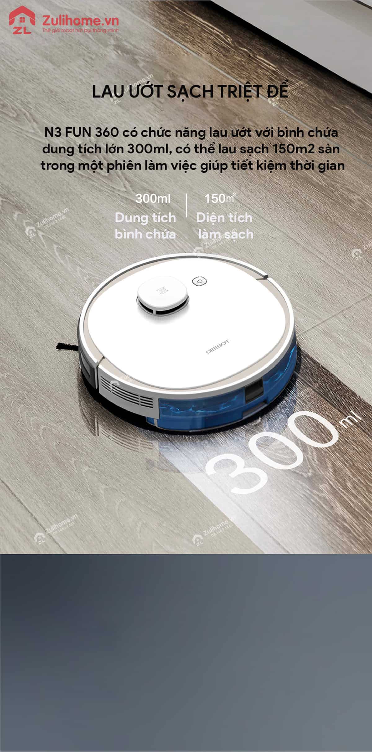 Ecovacs Deebot N3 Fun 360° 8 Ecovacs Deebot N3 Fun 360 | Lau ướt sạch triệt để
