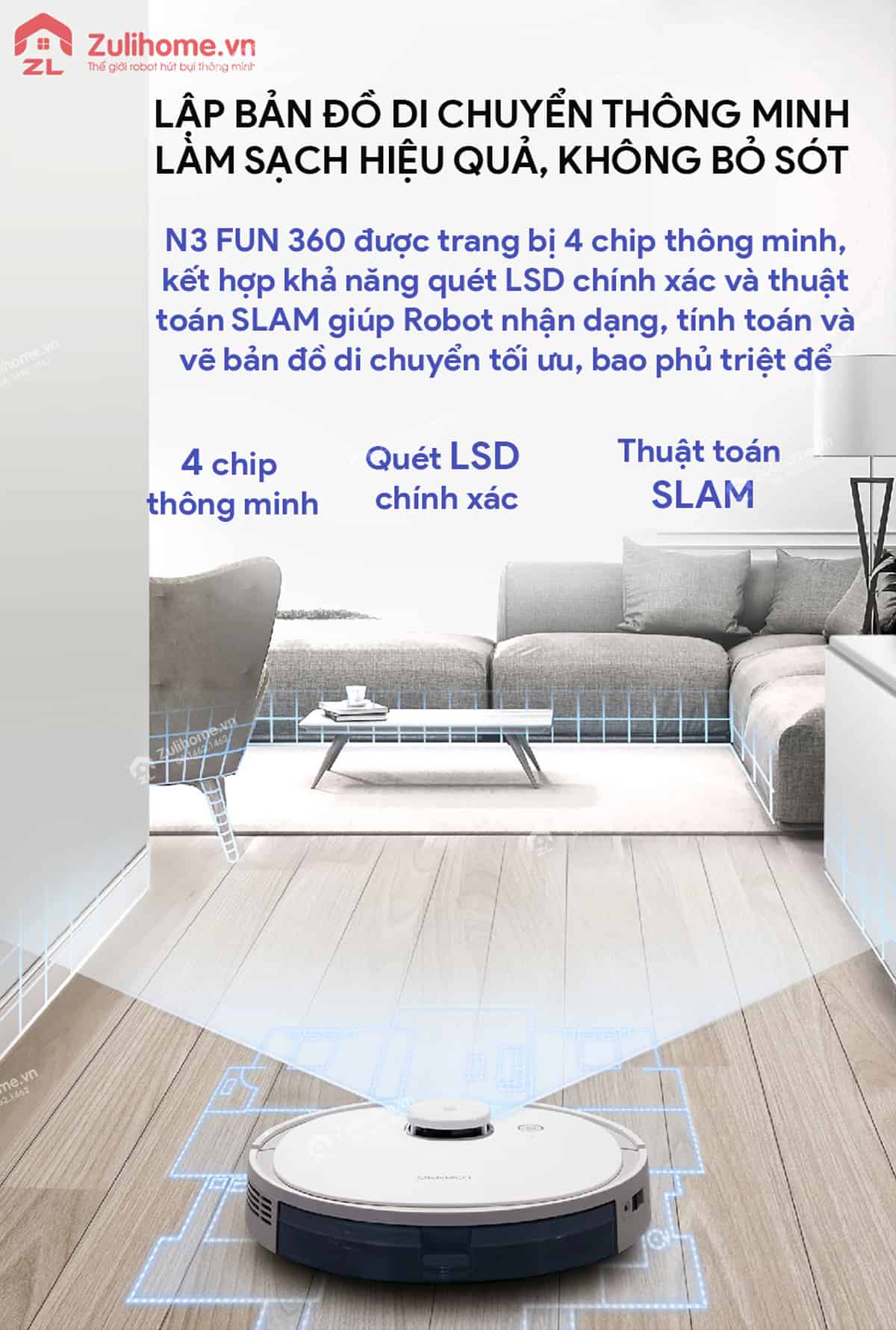 Ecovacs Deebot N3 Fun 360° 9 Ecovacs Deebot N3 Fun 360 | Lập bản đồ di chuyển thông minh