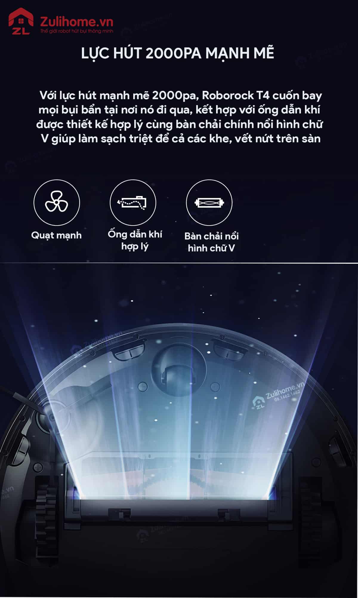 Xiaomi Roborock T4 - Bản Nội Địa 5 Xiaomi Roborock T4 có lực hút mạnh mẽ