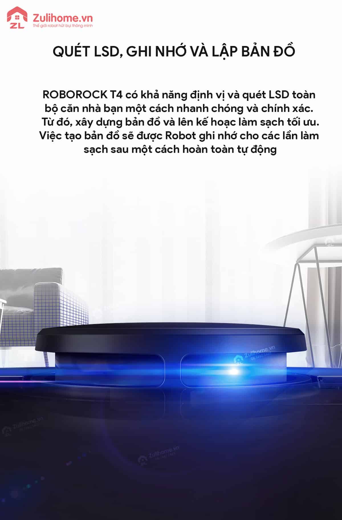 Xiaomi Roborock T4 - Bản Nội Địa 8 Xiaomi Roborock T4 quét LSD giúp tạo lập bản đồ