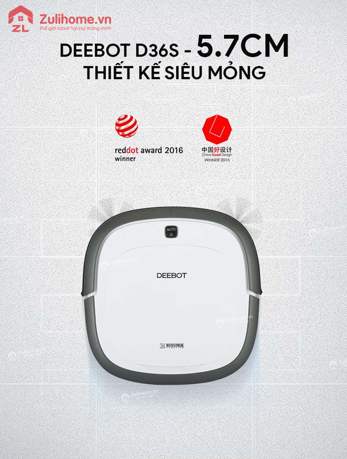 Ecovacs Deebot D36S 1 Ecovacs Deebot D36S có thiết kế siêu mỏng