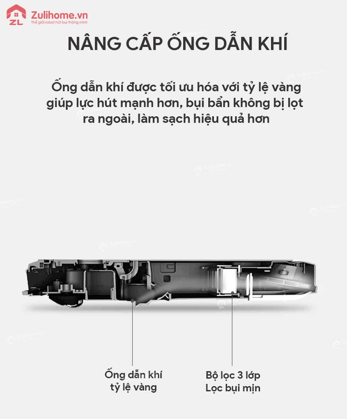 Ecovacs Deebot D36S 13 Ecovacs Deebot D36S với ống dẫn khí được nâng cấp