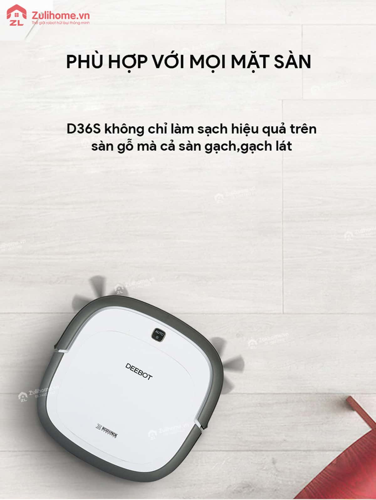 Ecovacs Deebot D36S 6 Ecovacs Deebot D36S phù hợp cho mọi loại mặt sàn