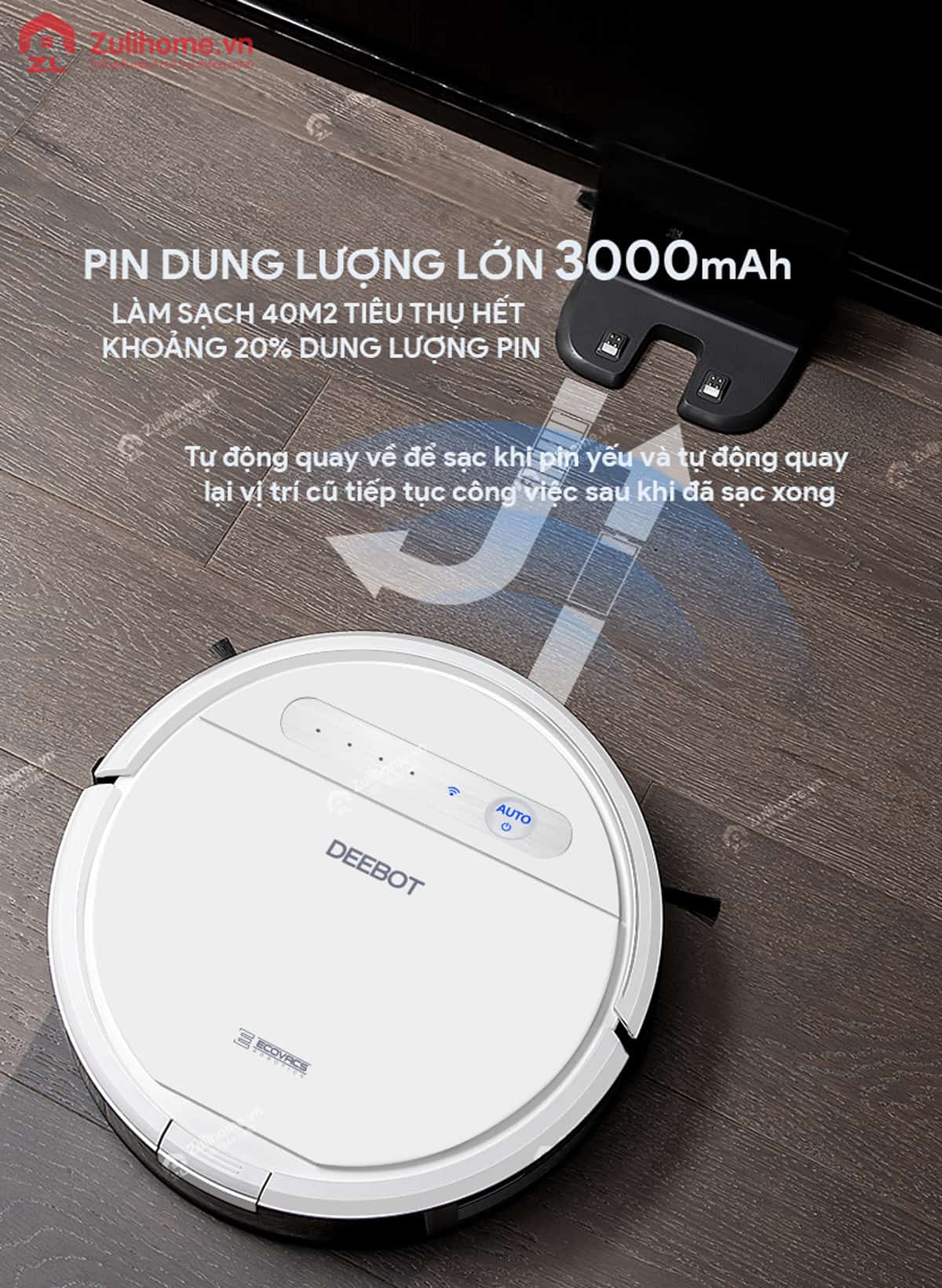Ecovacs Deebot DD37 11 Ecovacs Deebot DD37 có dung lượng pin khủng