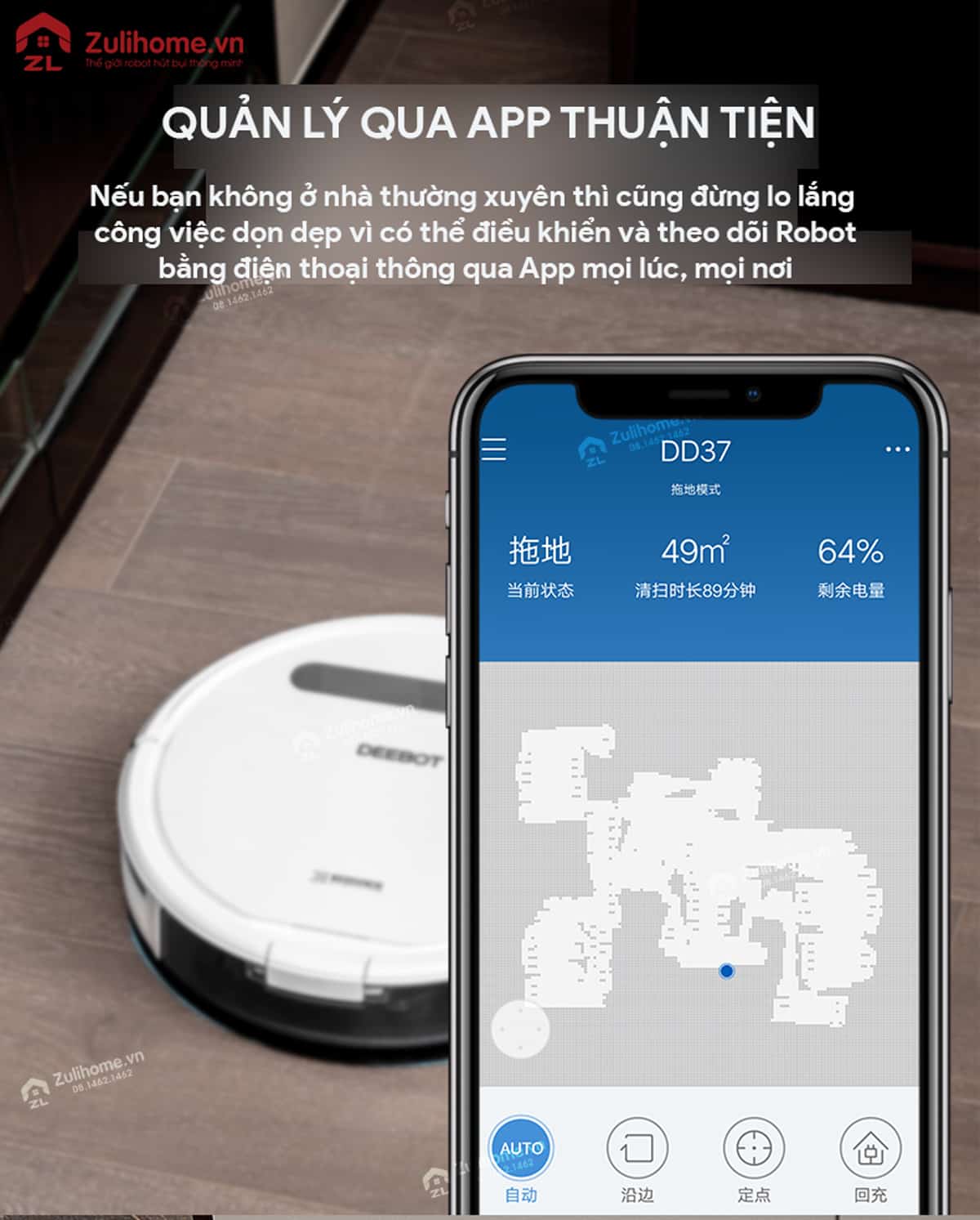 Ecovacs Deebot DD37 12 Ecovacs Deebot DD37 được quản lý qua app
