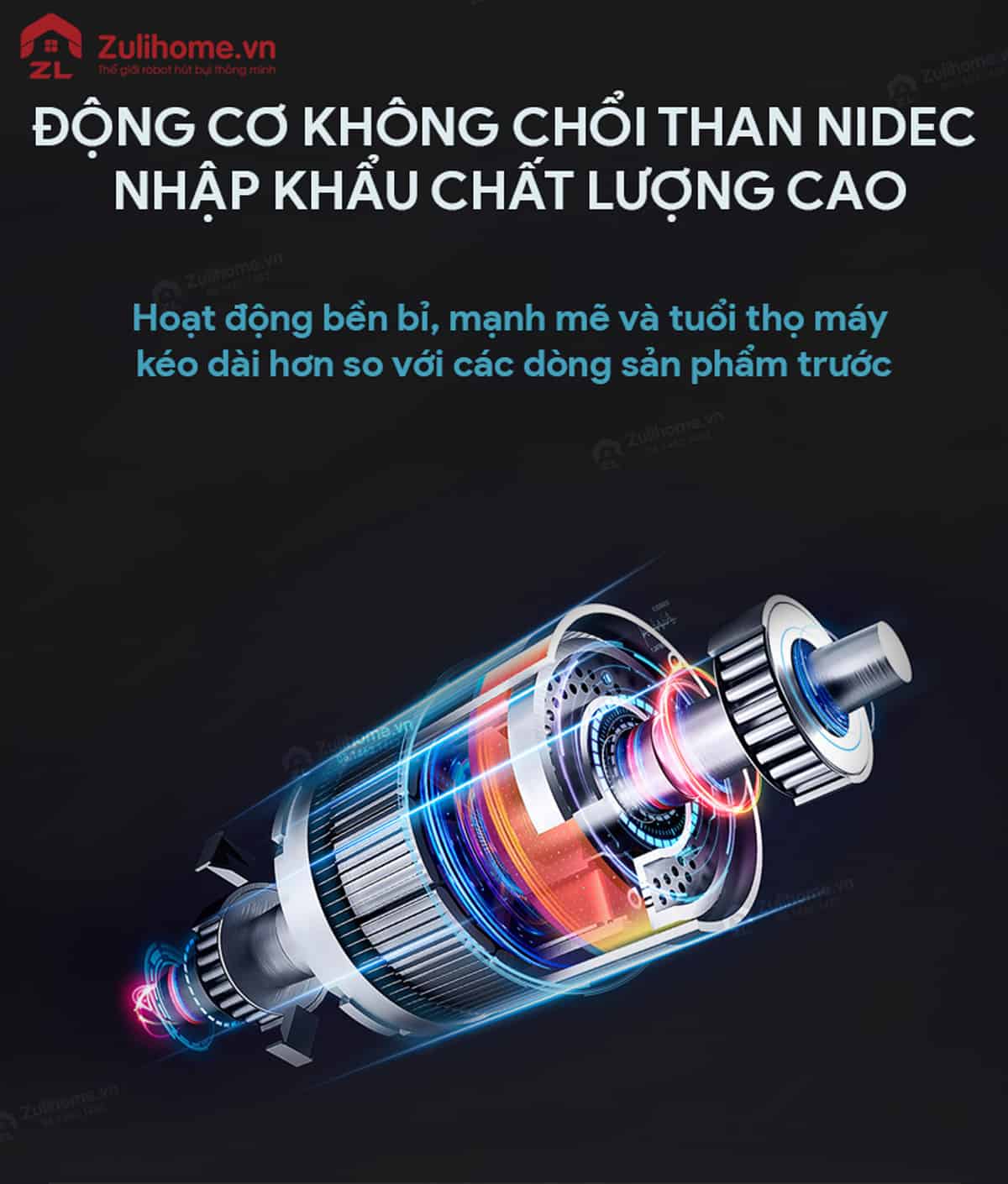 Ecovacs Deebot DJ36 10 Ecovacs Deebot DJ36 được tích hợp động cơ không chổi than NIDEC