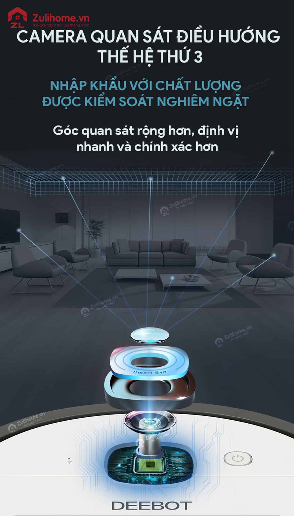 Ecovacs Deebot DJ36 5 Ecovacs Deebot DJ36 có camera quan sát điều hướng thế hệ thứ 3