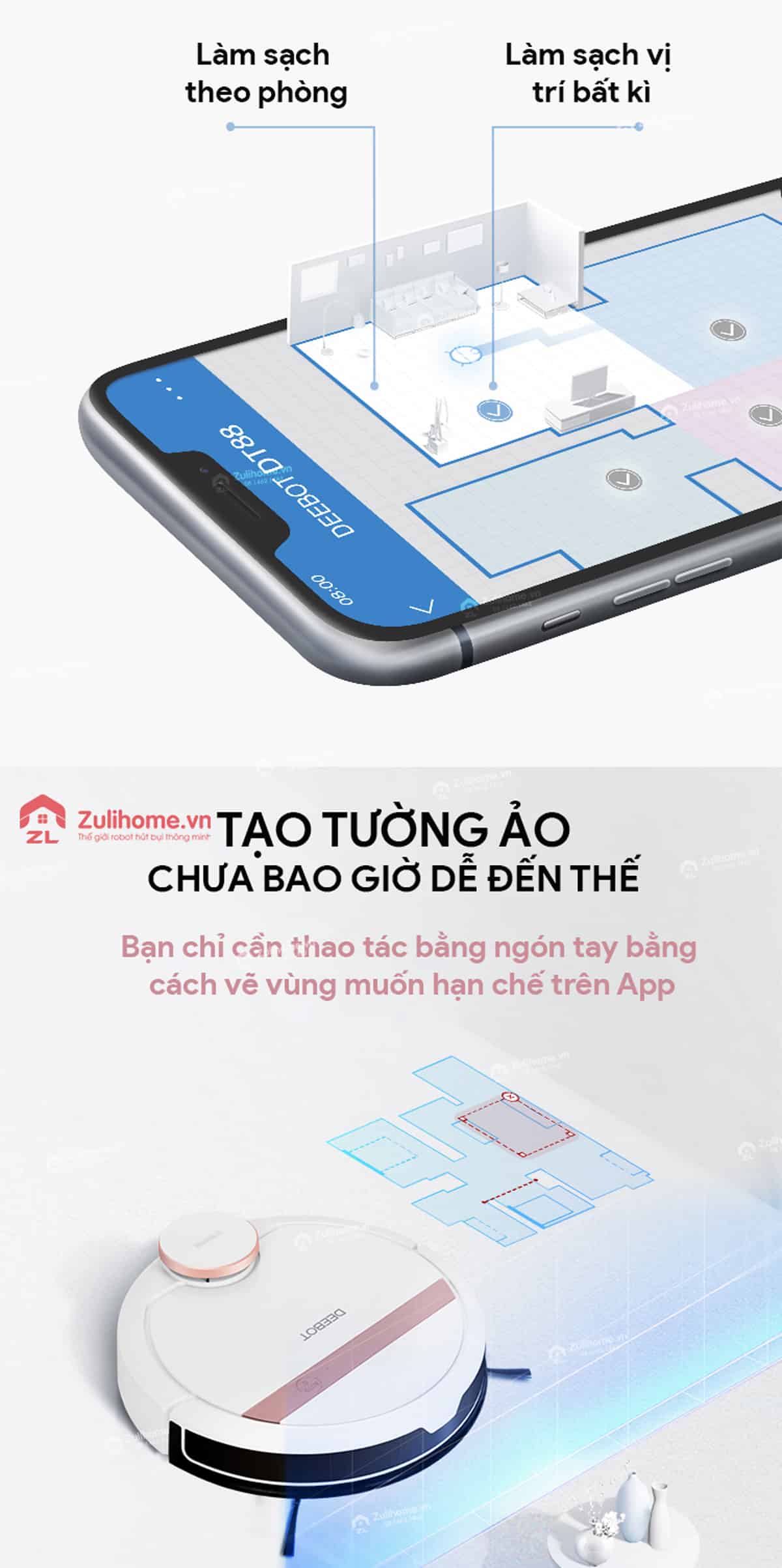 Ecovacs Deebot DT88 - Model 2019 7 Ecovacs Deebot DT88 | Khoanh vùng làm sạch bằng tường ảo