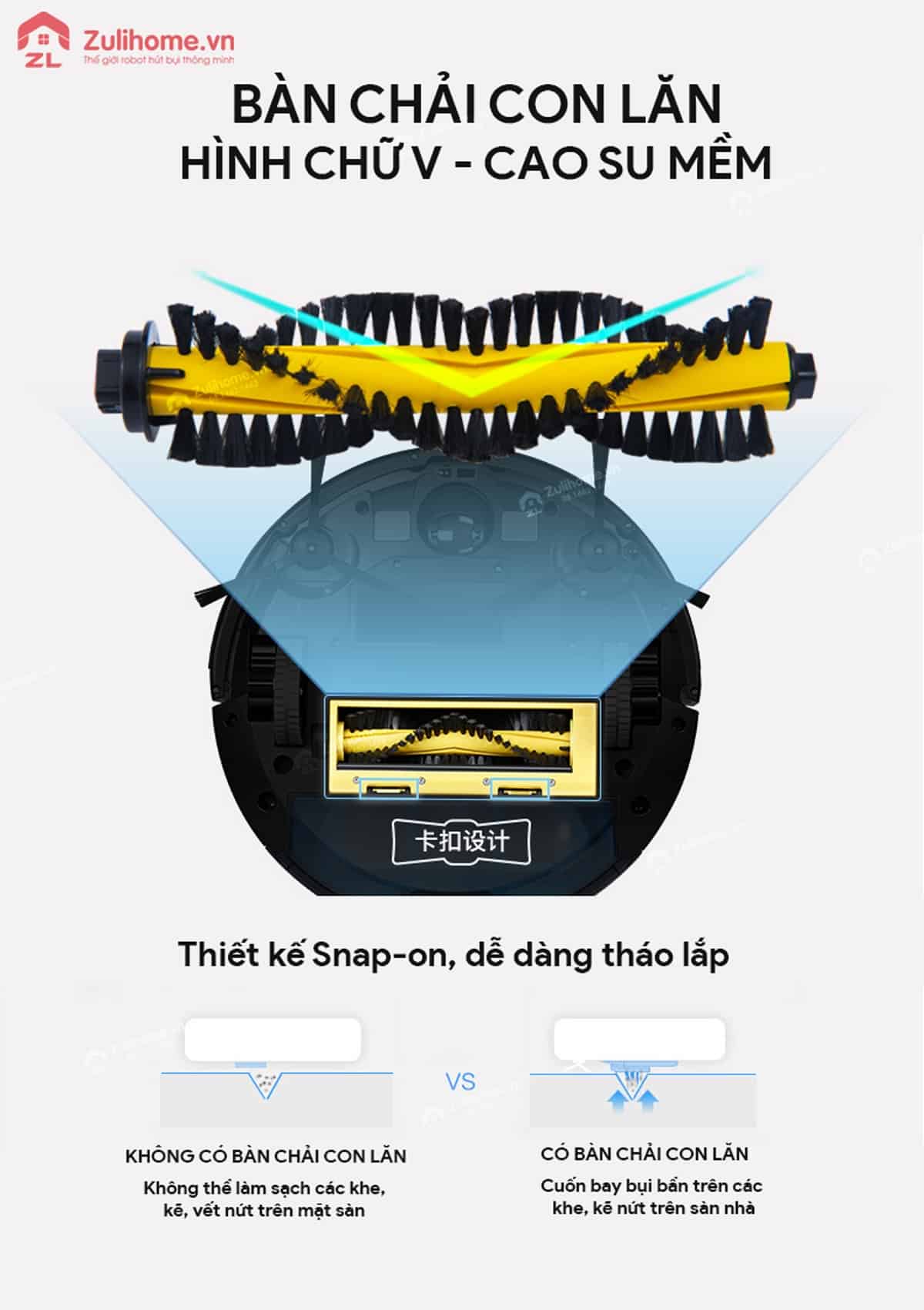 ILIFE X451 | Thiết kế bàn chải con lăn được tối ưu 