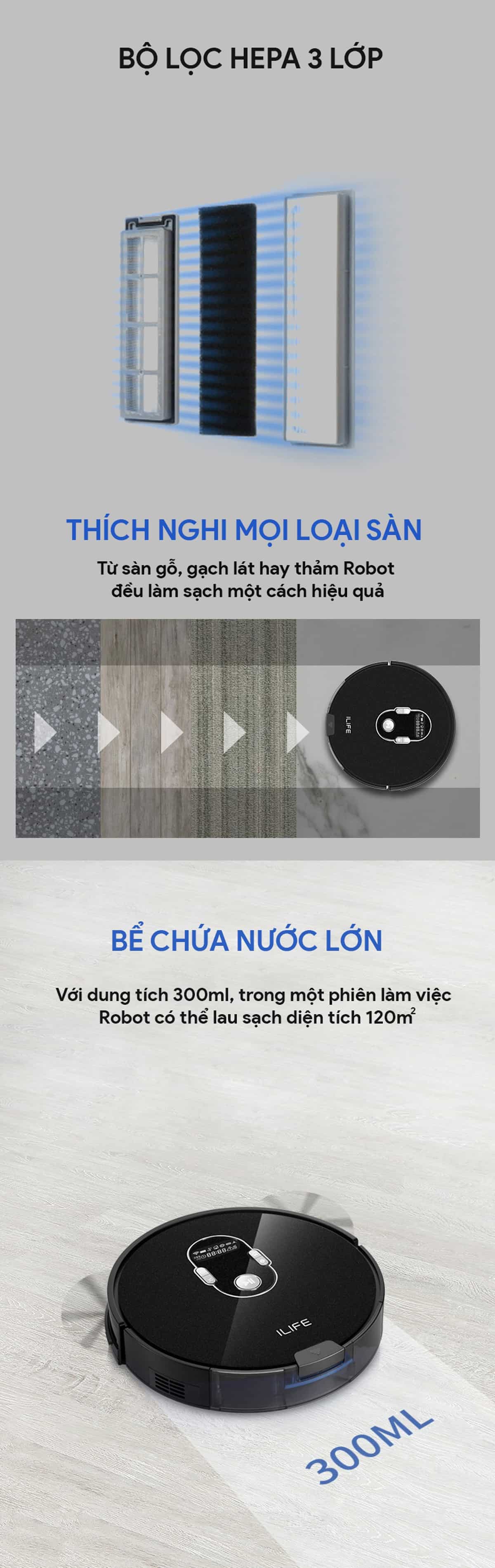 ILIFE X787 13 ILIFE X787 | Bộ lọc Hepa 3 lớp và bể chứa nước lớn