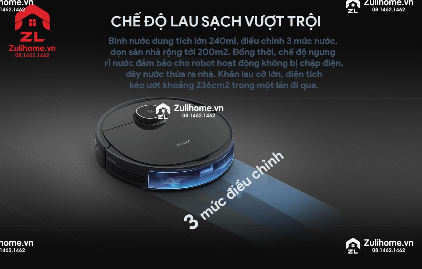 Ecovacs Deebot T5 Power (DX93) 9 Ecovacs Deebot DX93 | Bình nước dung tích lớn với 3 mức điều chỉnh