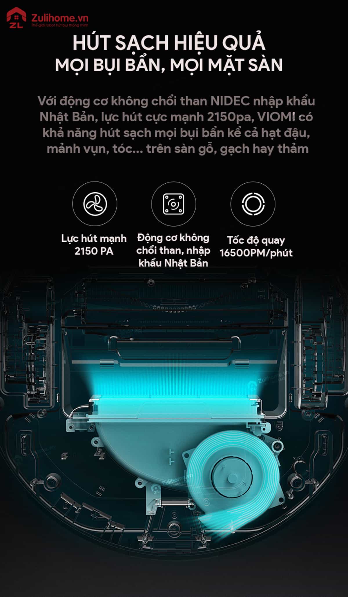 Xiaomi Viomi Pro Vxvc01-JG (Yunmi) 11 Xiaomi Viomi Yunmi có lực hút mạnh mẽ